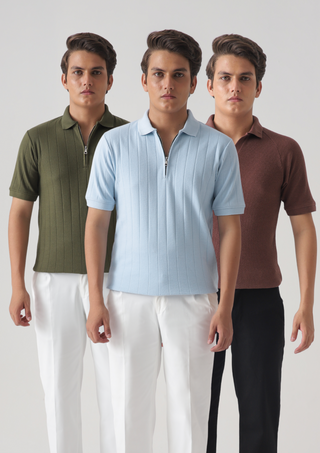 DROP NEEDLE ZIP POLO - PACK OF 3