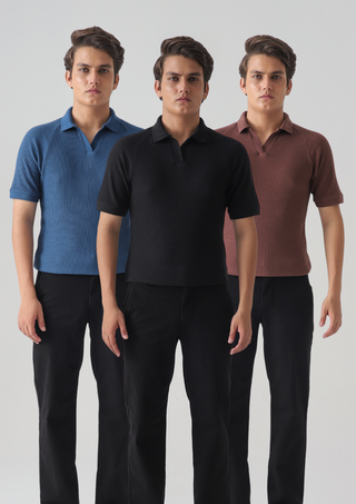 TEXTURED POLO - PACK OF 3